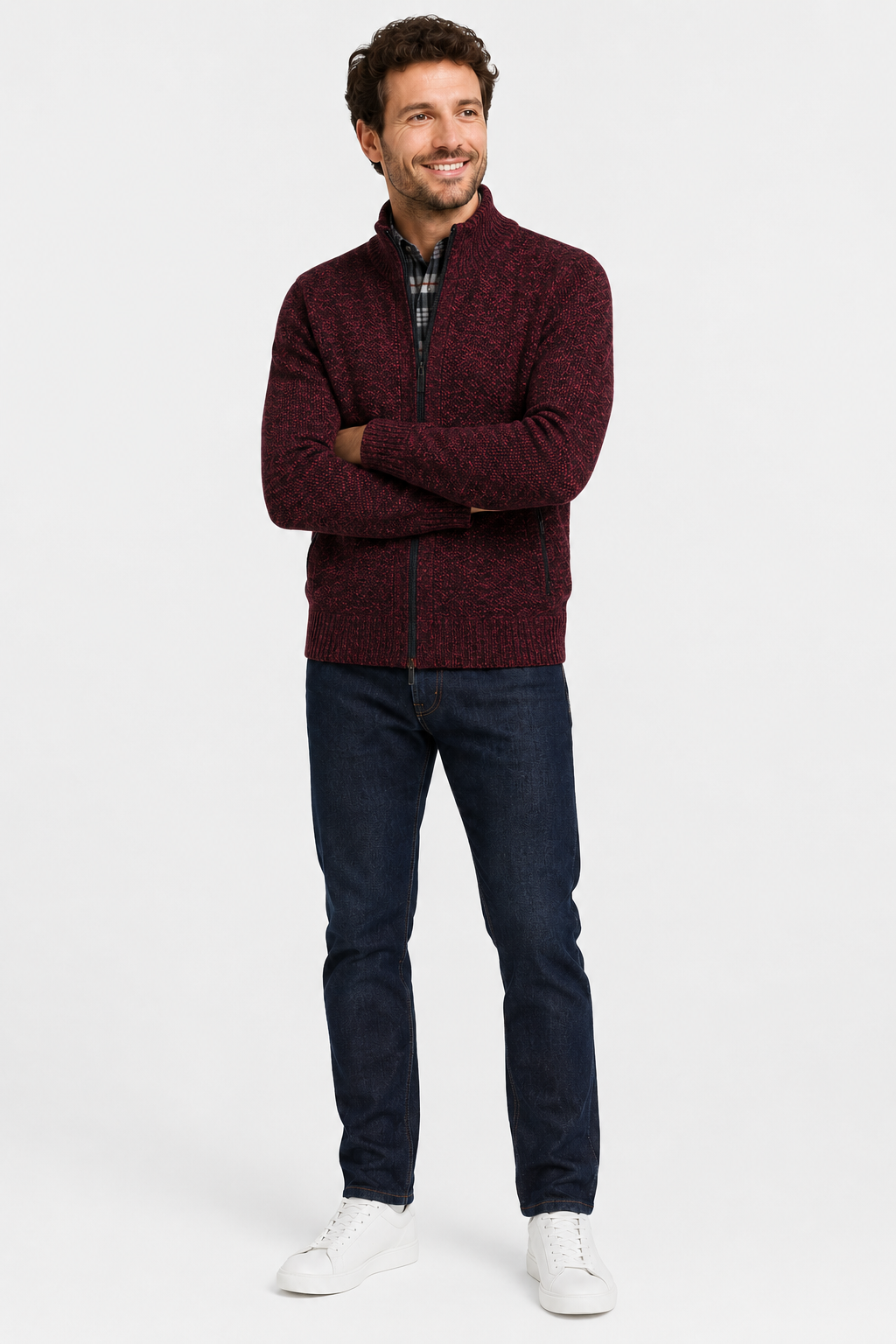 Eluneth | Gilet Homme en Maille Zippé Chaud à Col Montant
