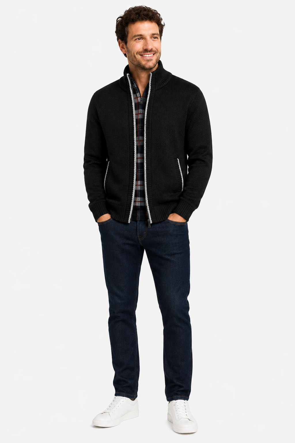 Eluneth | Gilet Homme en Maille Zippé Chaud à Col Montant