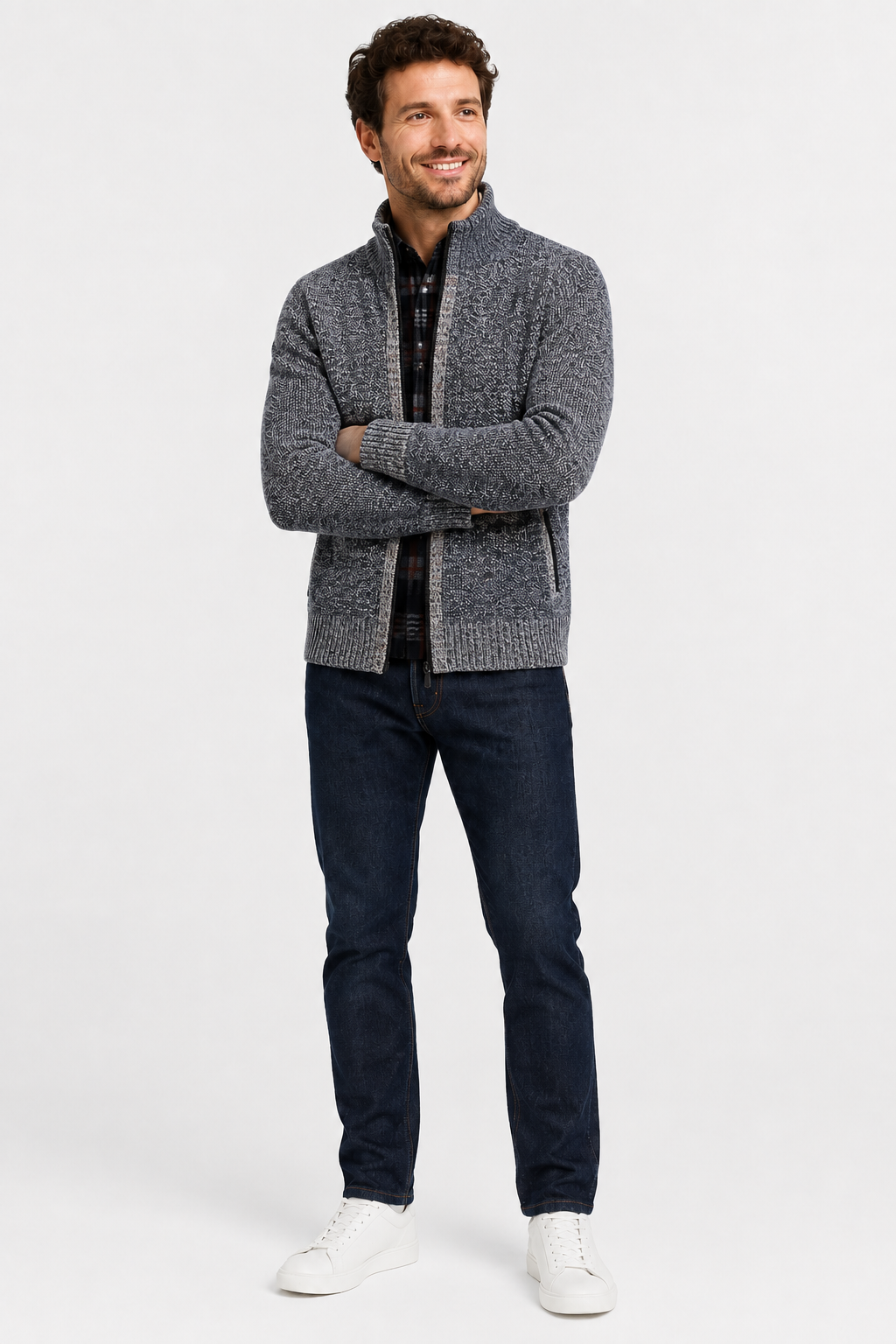 Eluneth | Gilet Homme en Maille Zippé Chaud à Col Montant