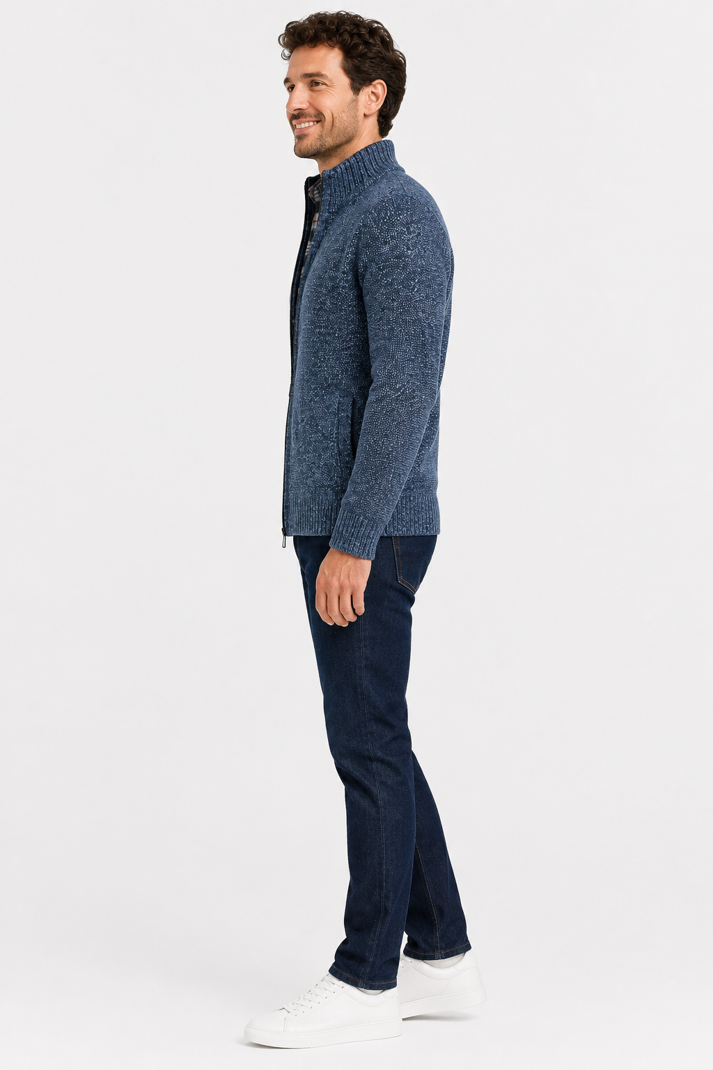 Eluneth | Gilet Homme en Maille Zippé Chaud à Col Montant