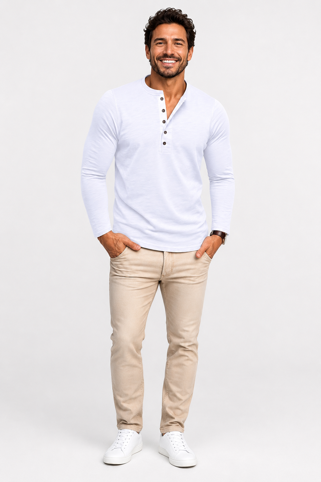 Eluneth | Chemise Homme à Manches Longues avec Demi-Boutonnage