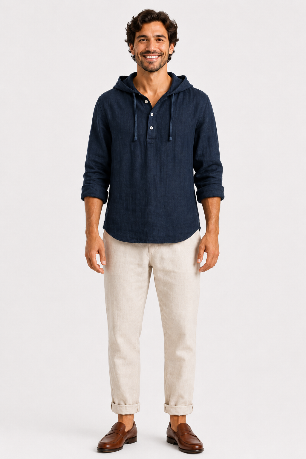 Eluneth | Chemise à capuche en lin pour homme