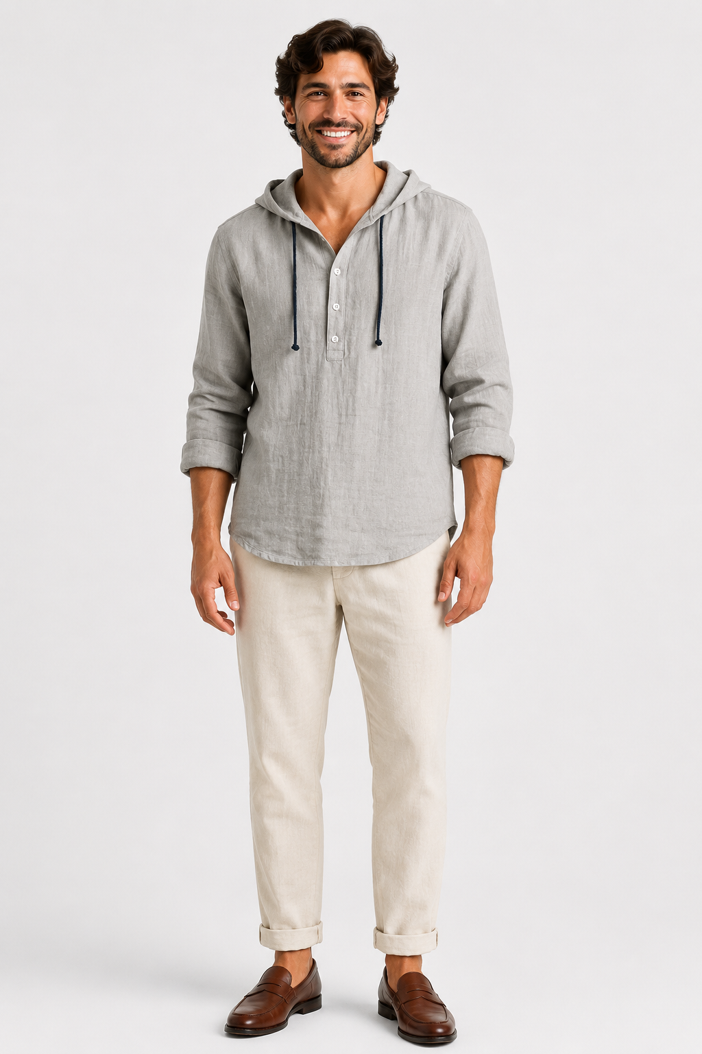 Eluneth | Chemise à capuche en lin pour homme