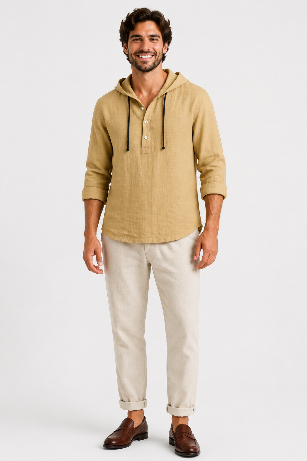 Eluneth | Chemise à capuche en lin pour homme