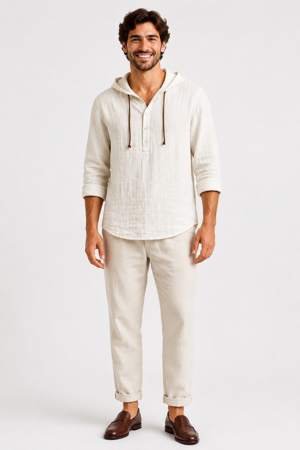 Eluneth | Chemise à capuche en lin pour homme