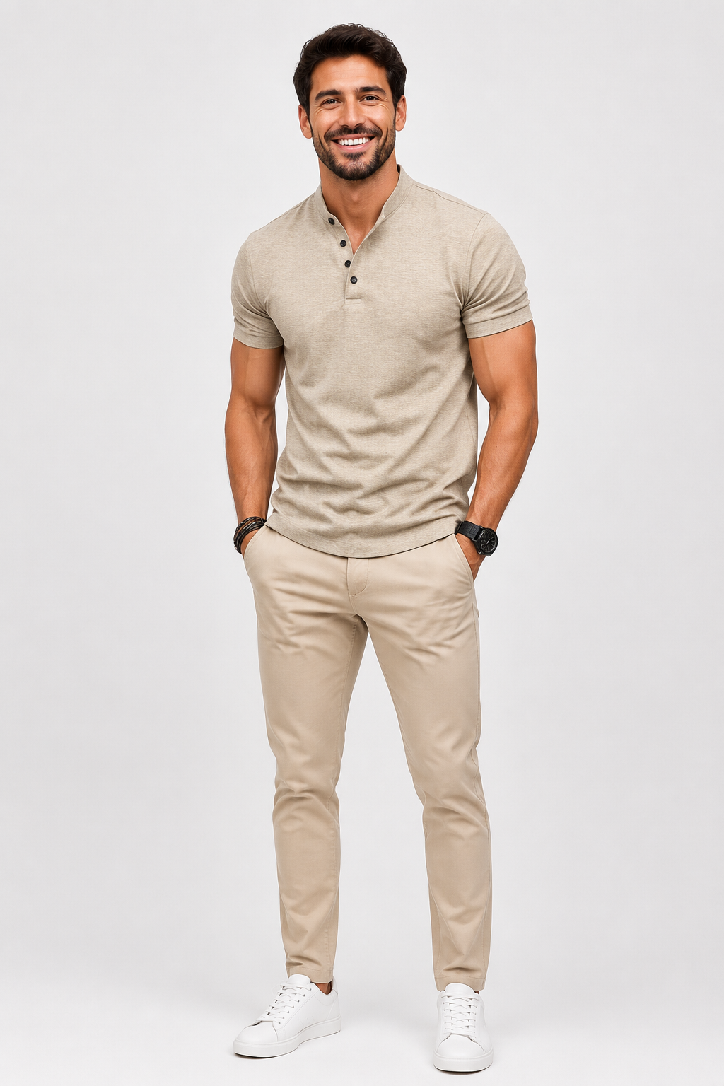 Eluneth | Polo homme à col montant & coupe ajustée