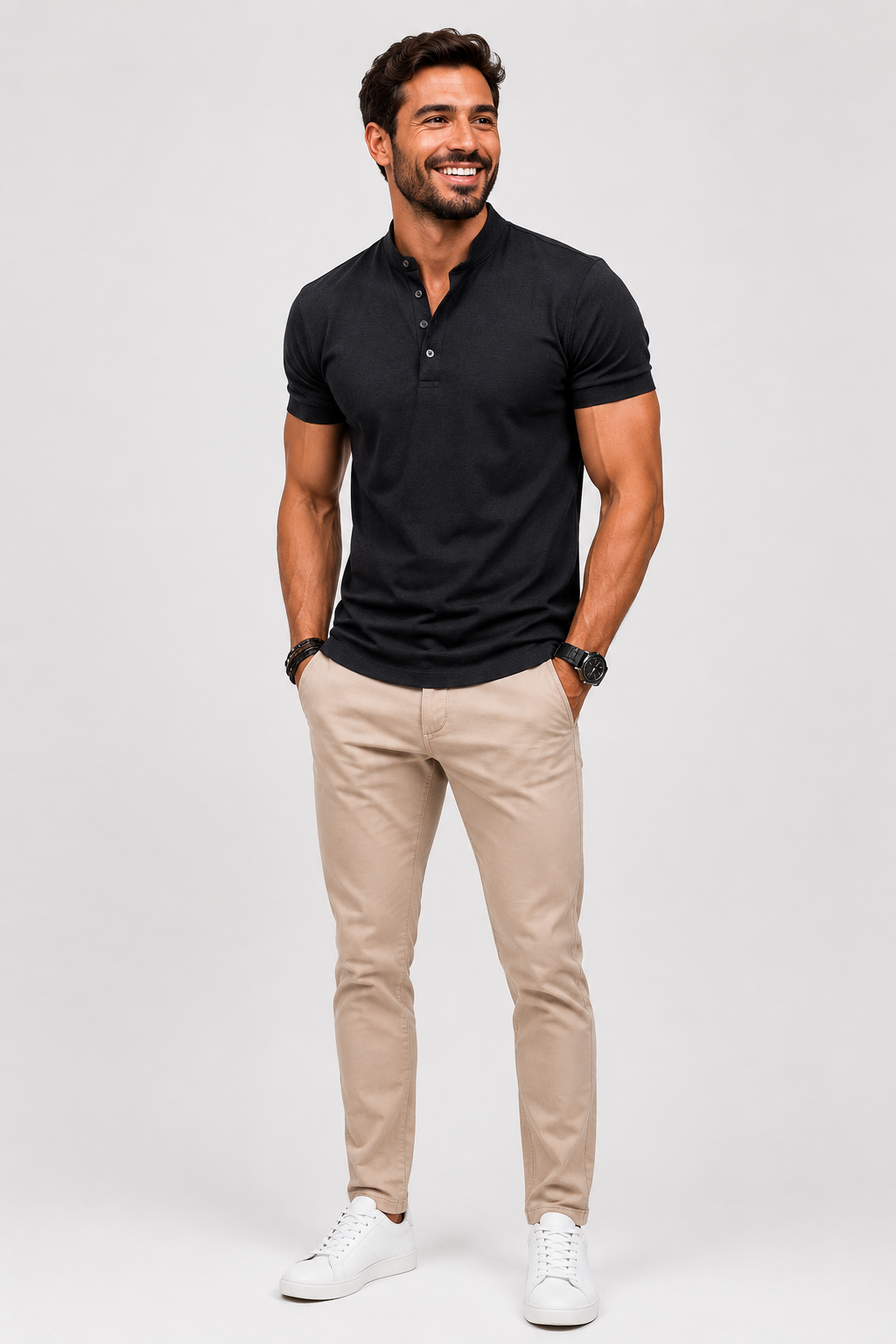 Eluneth | Polo homme à col montant & coupe ajustée
