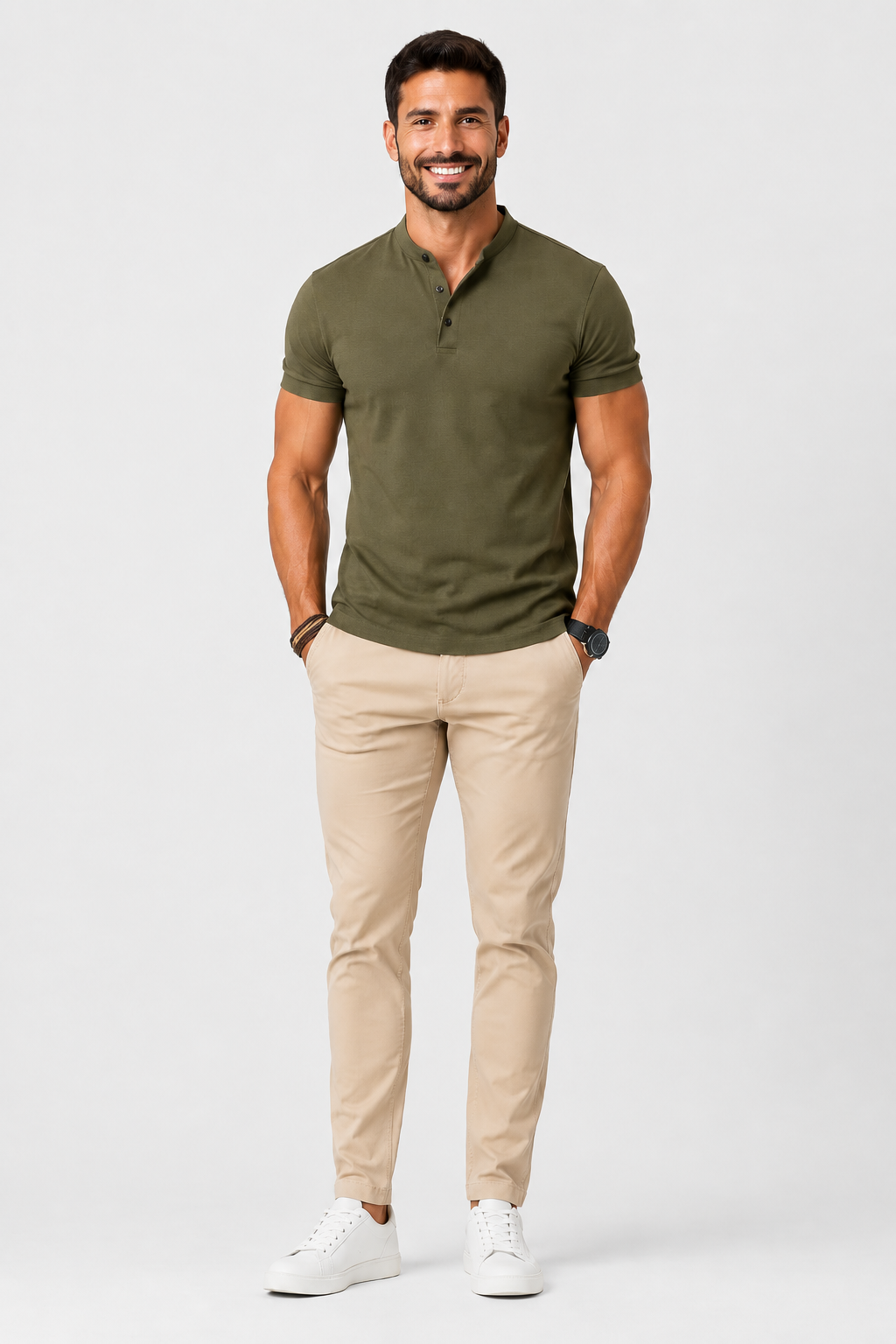 Eluneth | Polo homme à col montant & coupe ajustée