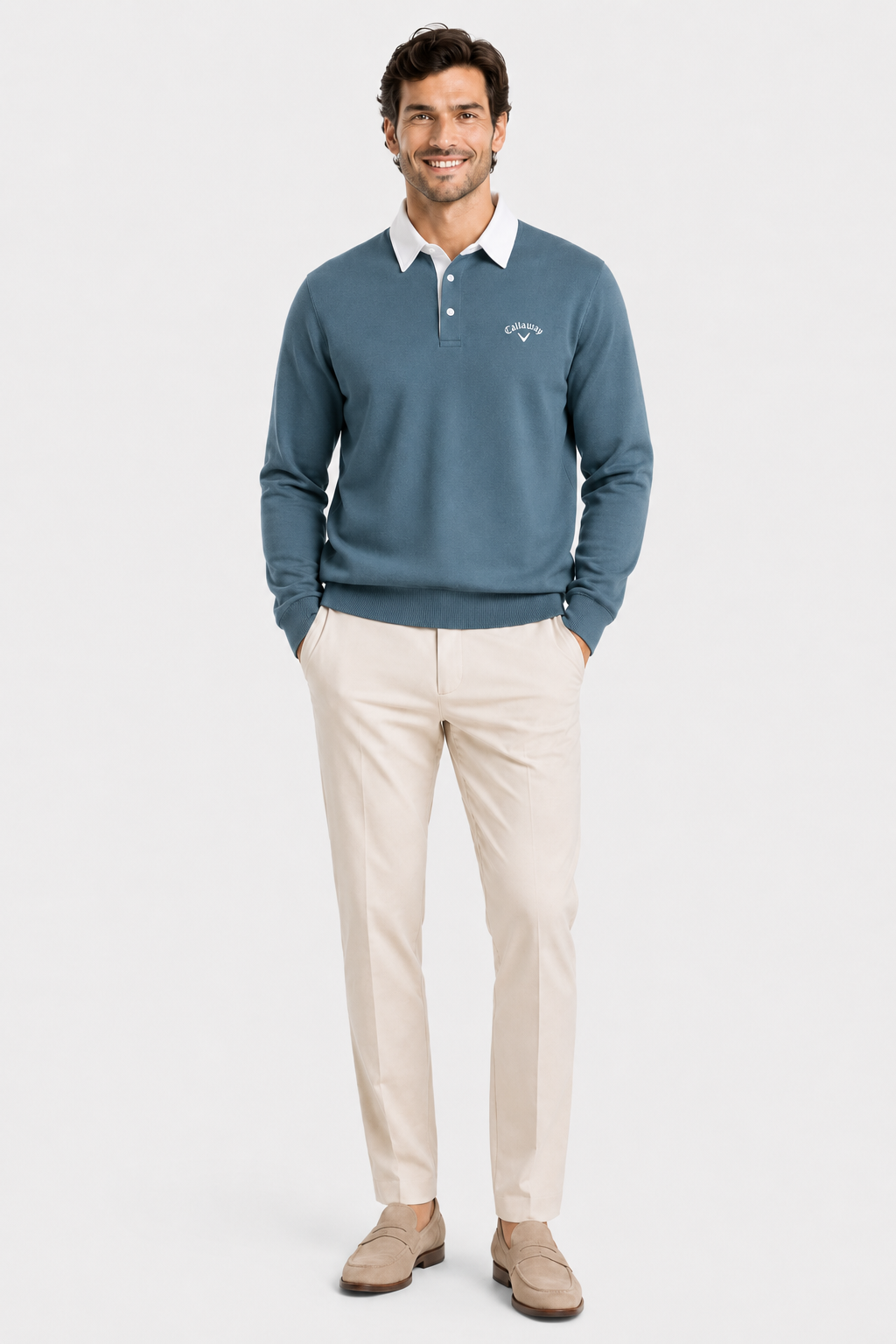 Eluneth | Pull polo pour homme en mélange de coton premium