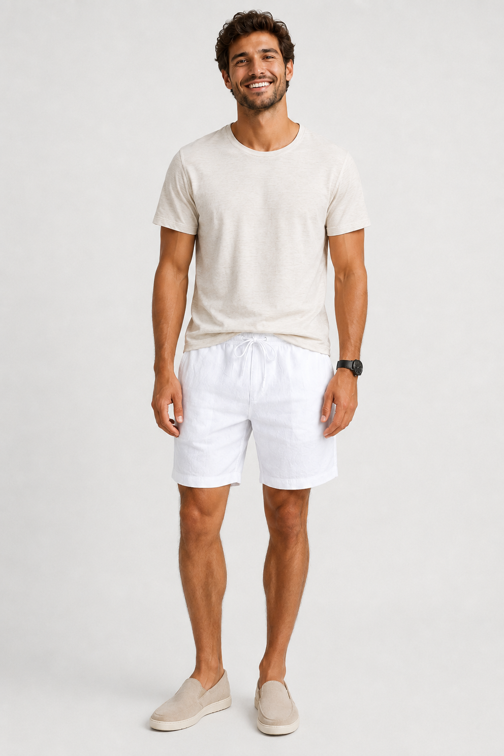 Eluneth | Short de plage classique en coton pour homme