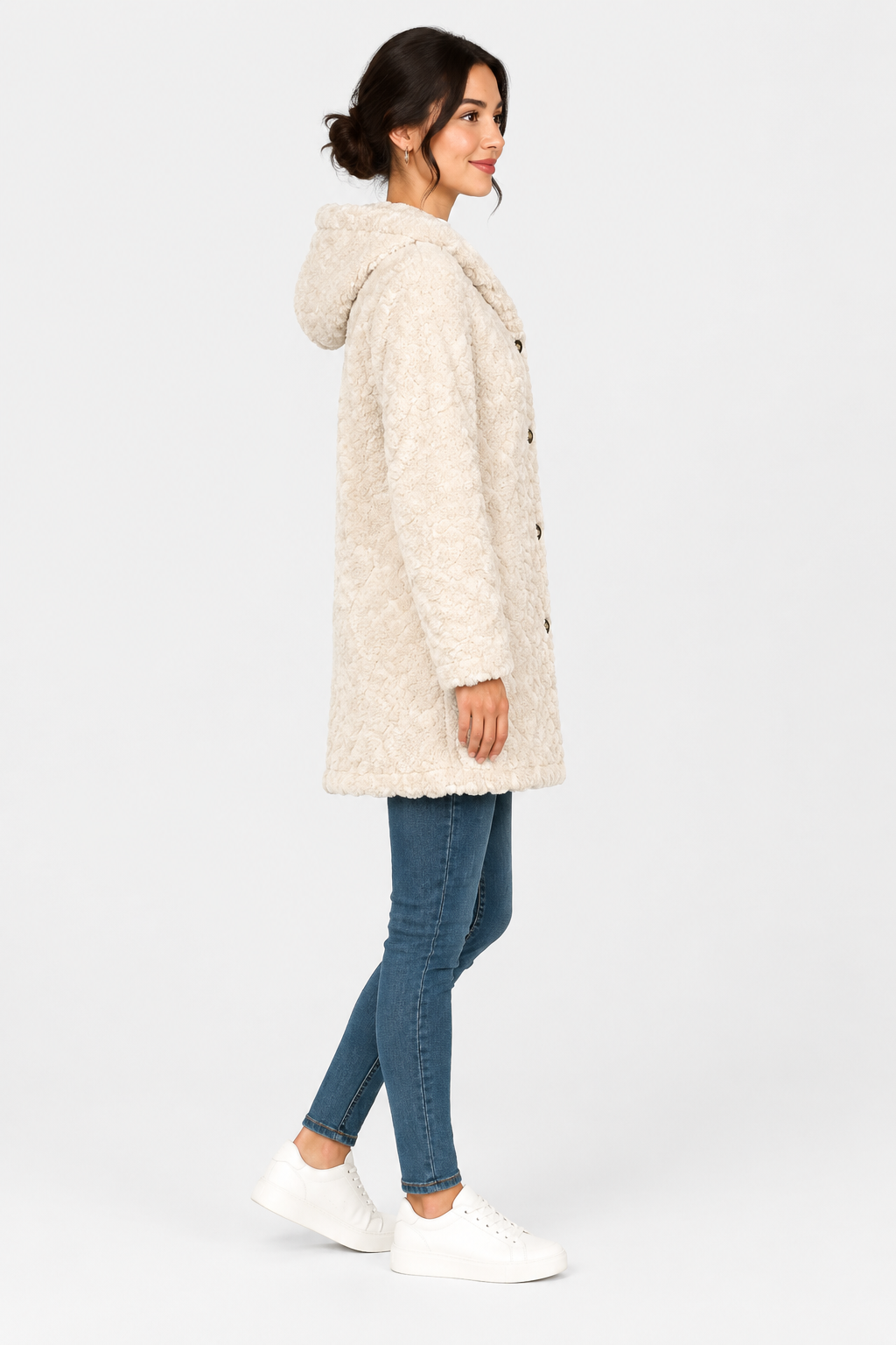 Eluneth | Manteau Cardigan Jacquard Doux à Capuche Femme