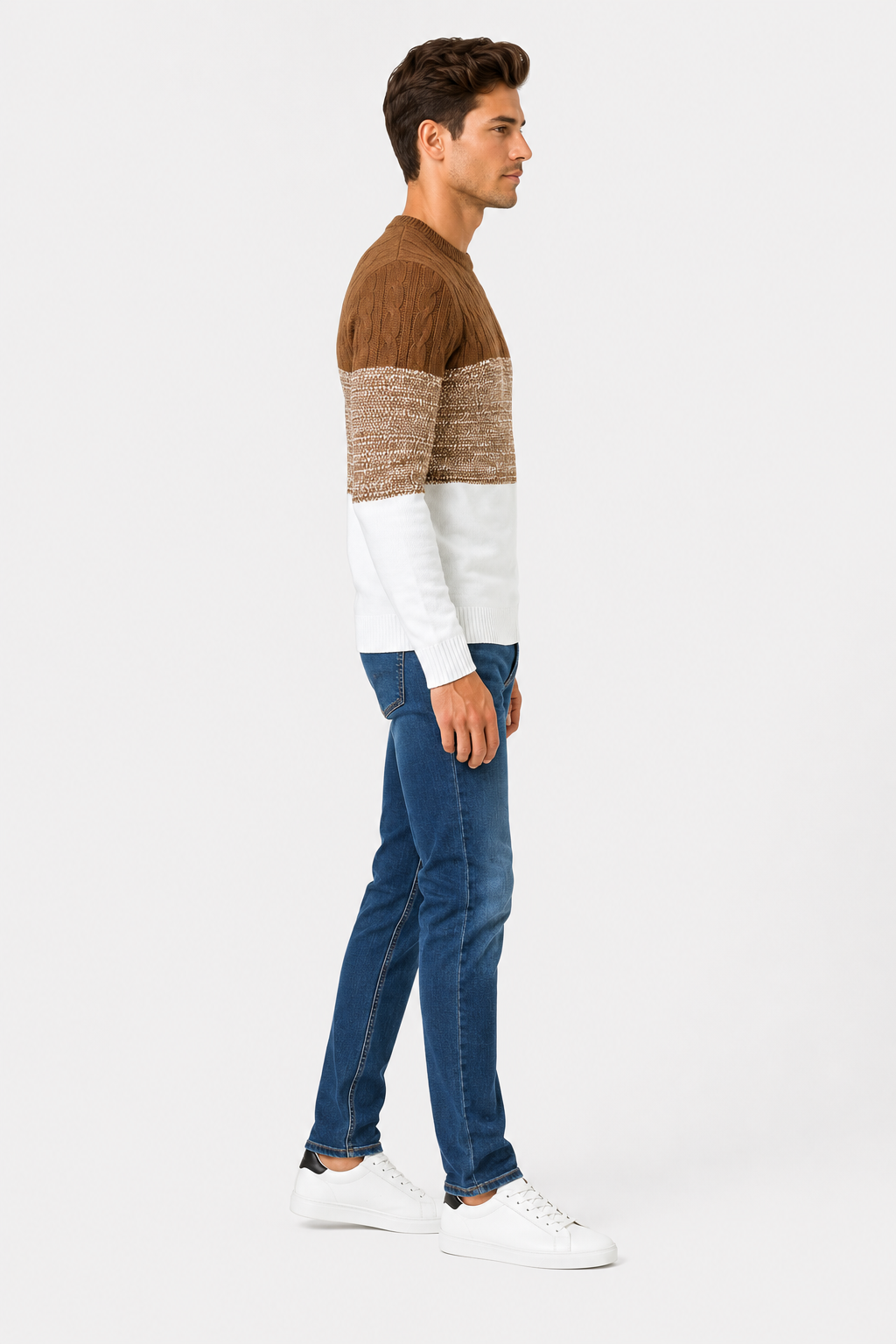 Eluneth | Pull Décontracté Homme en Maille Color Block