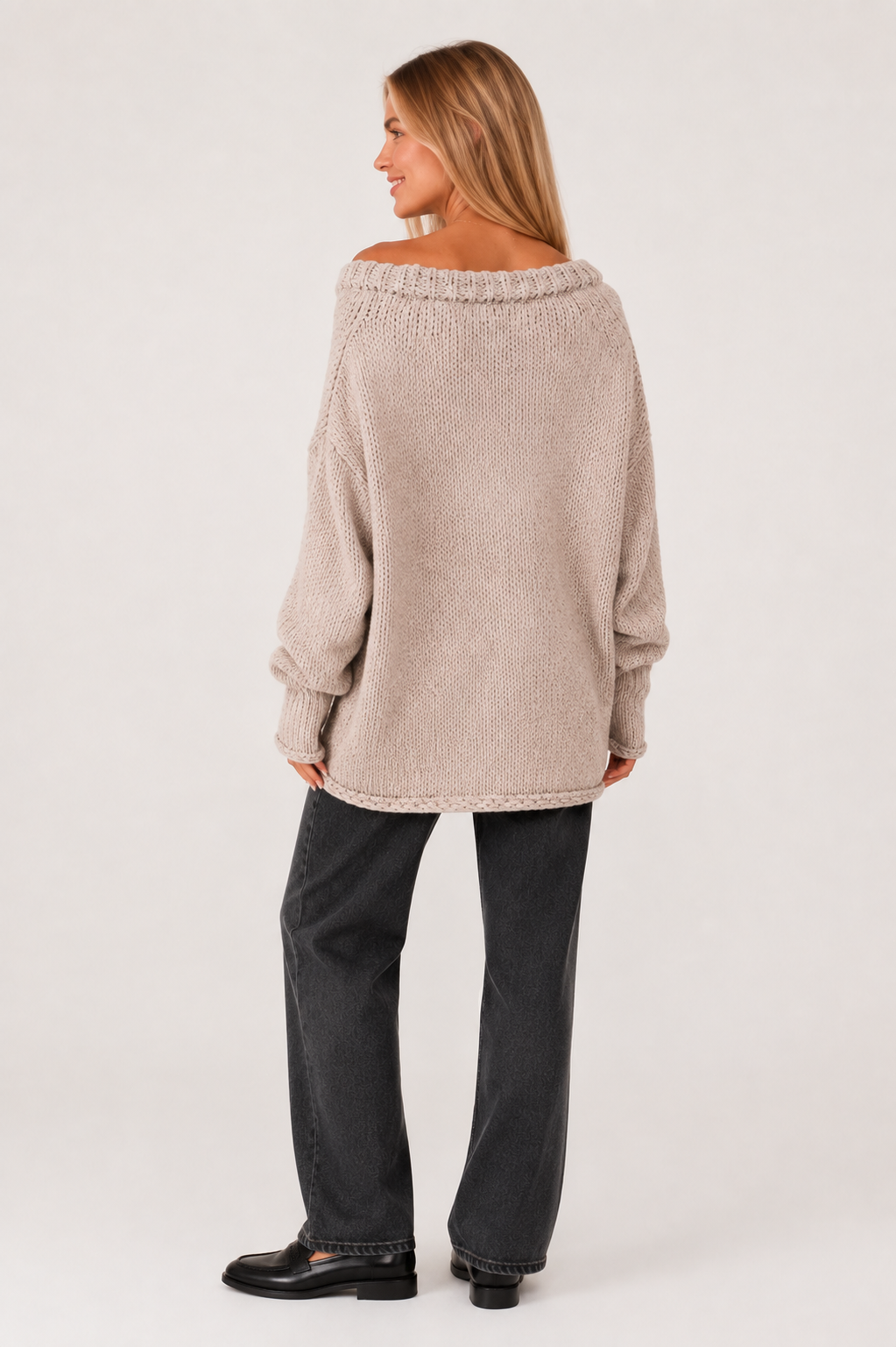 Eluneth | Pull Femme Ample à Col Rond et Manches Croisées
