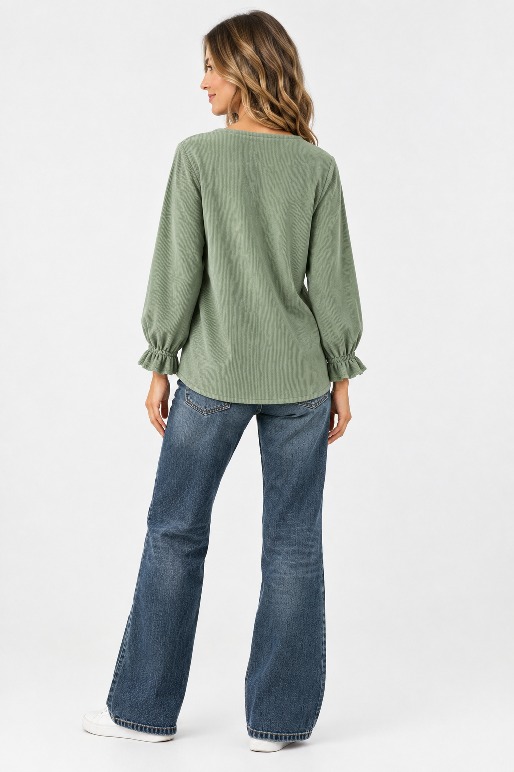 Eluneth | Pull Femme Élégant à Col Rond et Manches Évasées