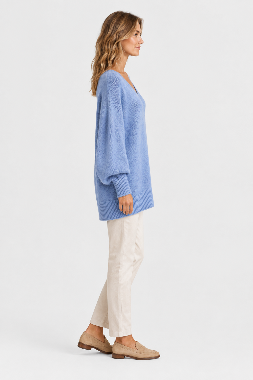 Eluneth | Pull Femme Grande Taille à Col V et Manches Chauve-Souris