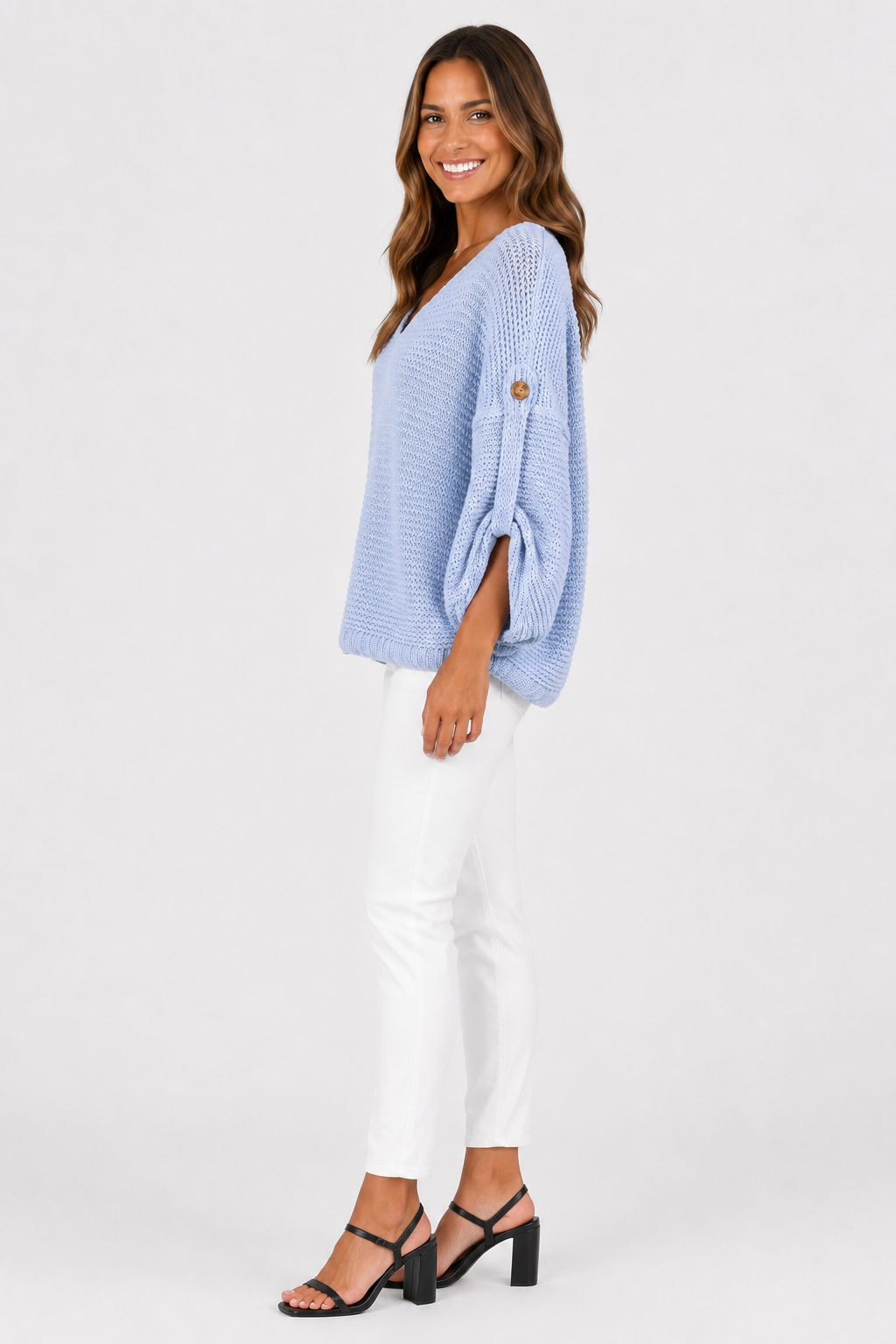 Eluneth | Pull Femme Oversize en Maille Épaisse à Col V