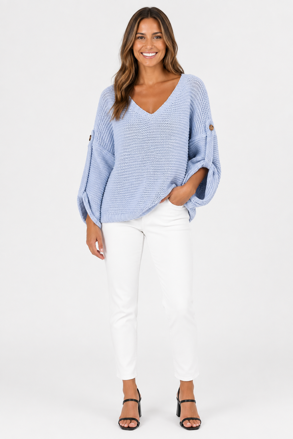 Eluneth | Pull Femme Oversize en Maille Épaisse à Col V