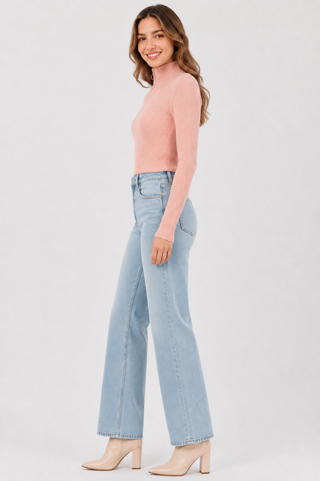 Eluneth | Pull Femme Zippé à Col Montant en Maille