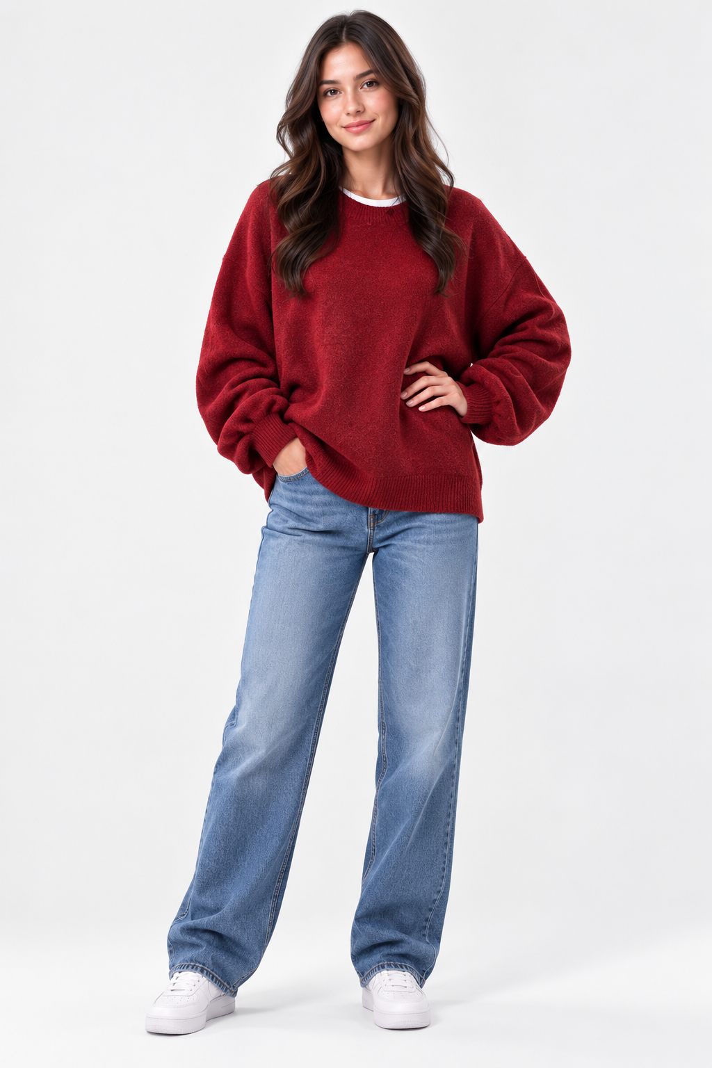 Eluneth | Pull Femme à Col Rond et Épaules Tombantes