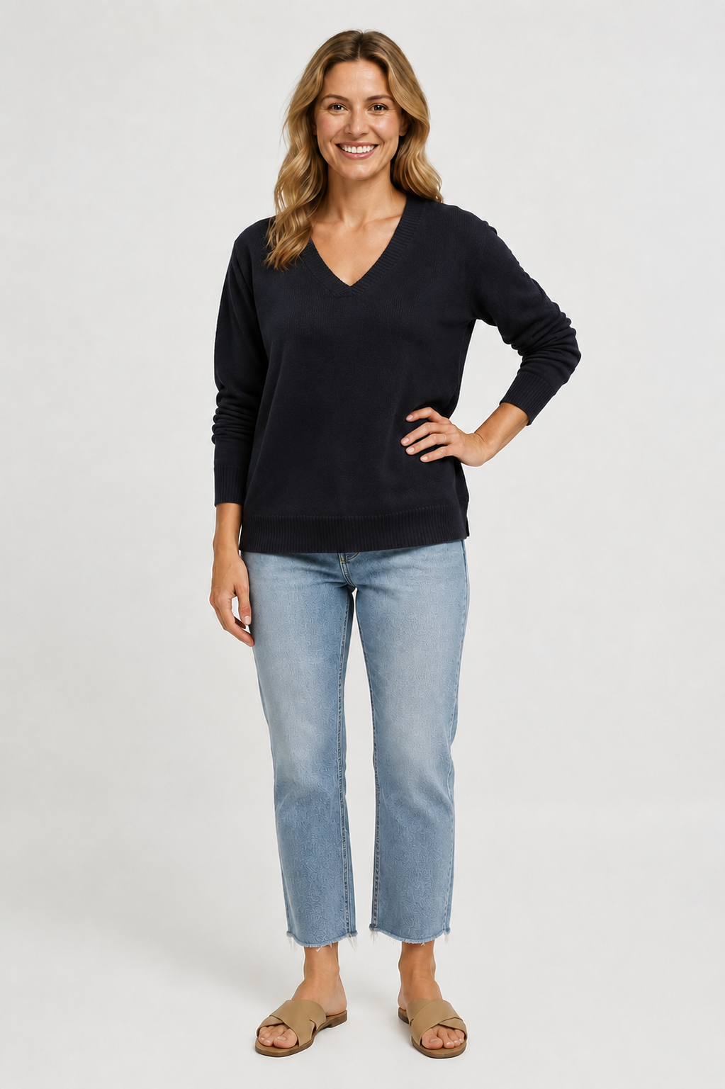 Eluneth | Pull Femme à Manches Longues en Maille Unie