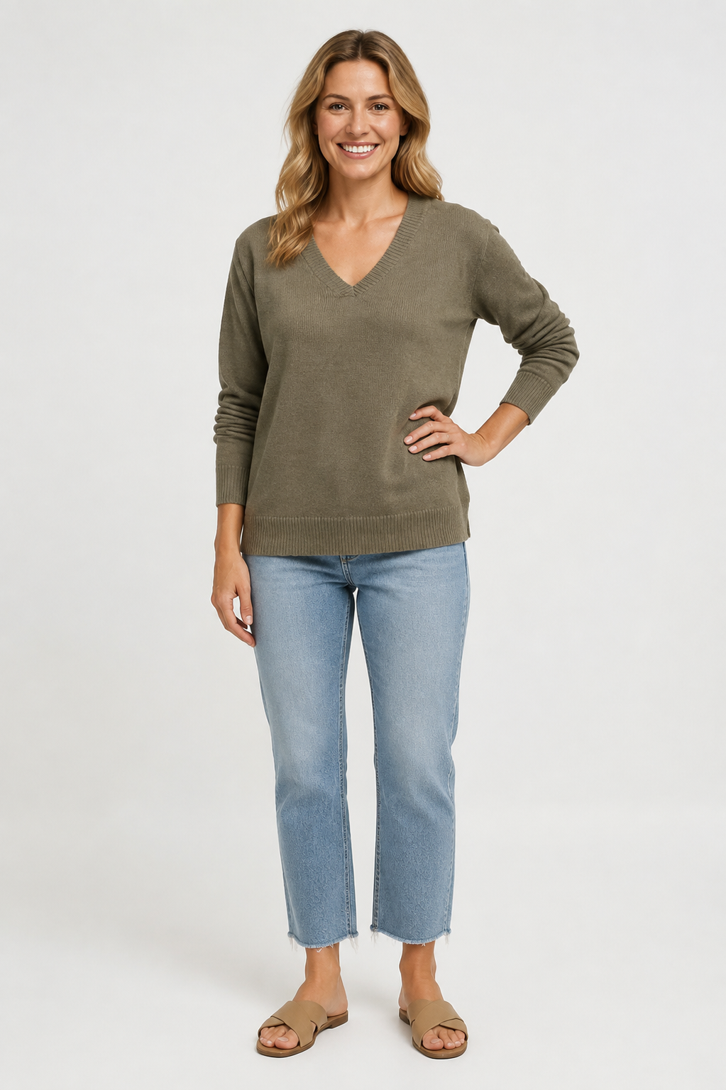 Eluneth | Pull Femme à Manches Longues en Maille Unie