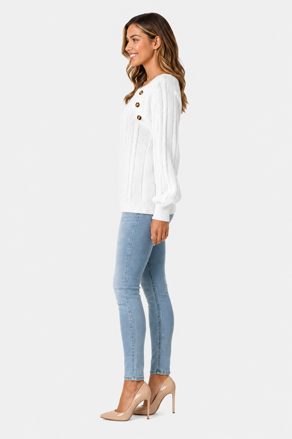 Eluneth | Pull Femme en Maille Torsadée à Col Carré