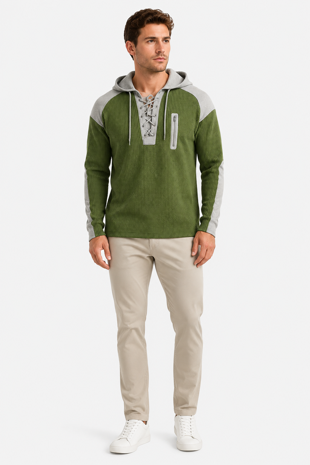 Eluneth | Pull Homme Texturé à Capuche en Maille Côtelée