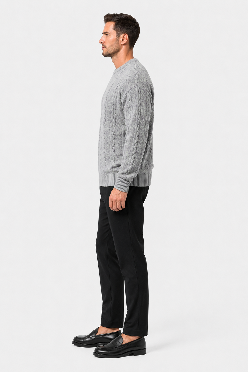 Eluneth | Pull Homme à Col Rond en Maille Torsadée