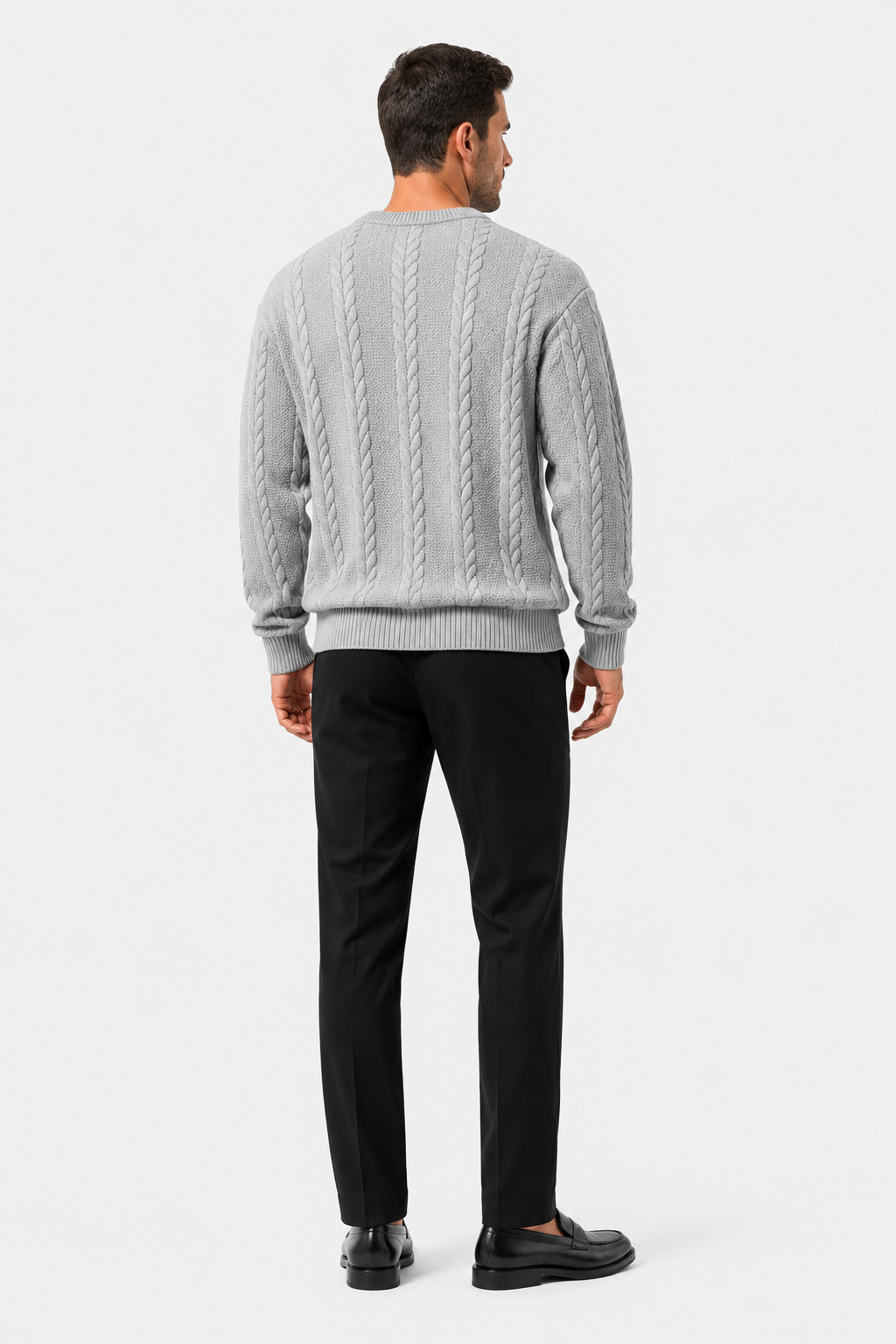 Eluneth | Pull Homme à Col Rond en Maille Torsadée