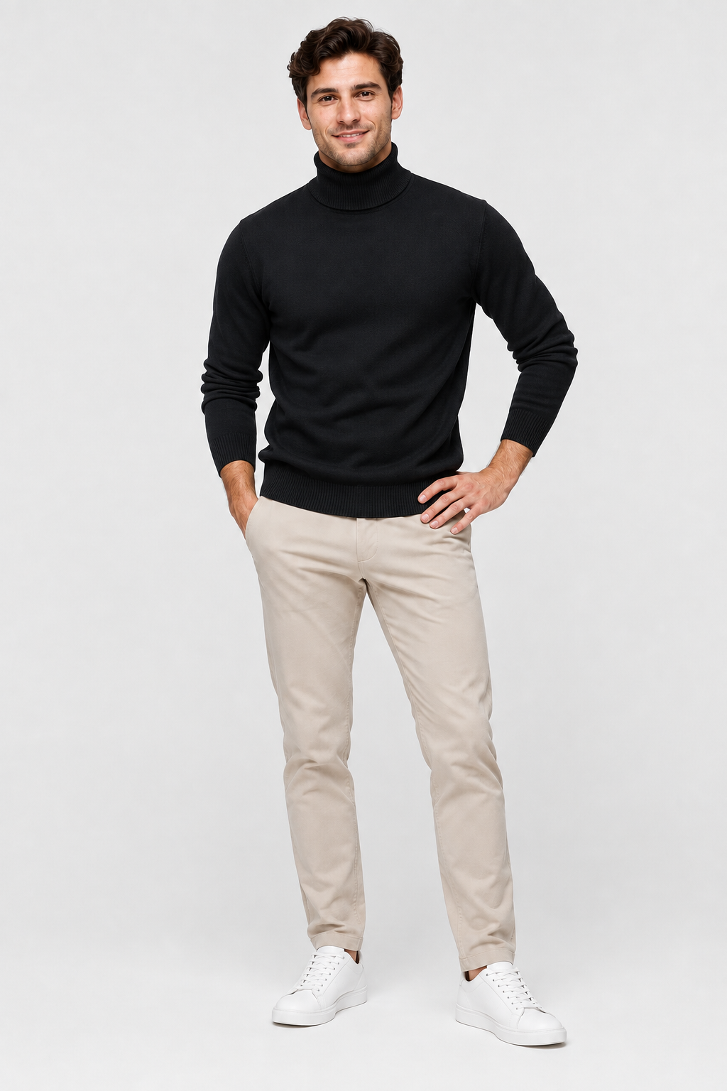 Eluneth | Pull Homme en Maille à Col Rabattu