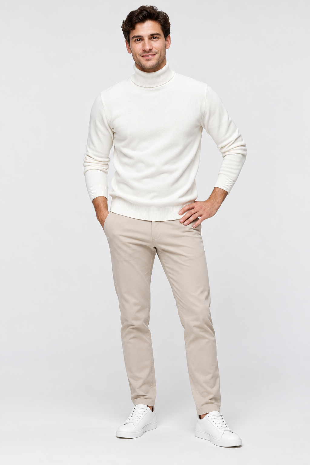 Eluneth | Pull Homme en Maille à Col Rabattu