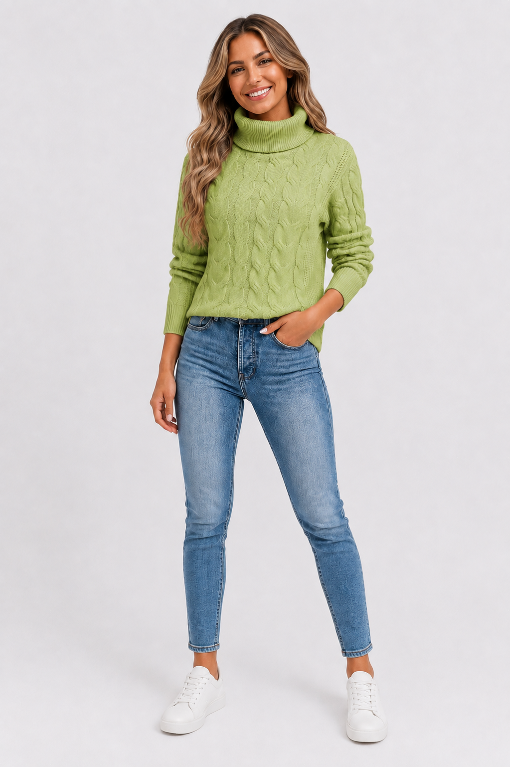 Eluneth | Pull Torsadé à Col Roulé pour Femme