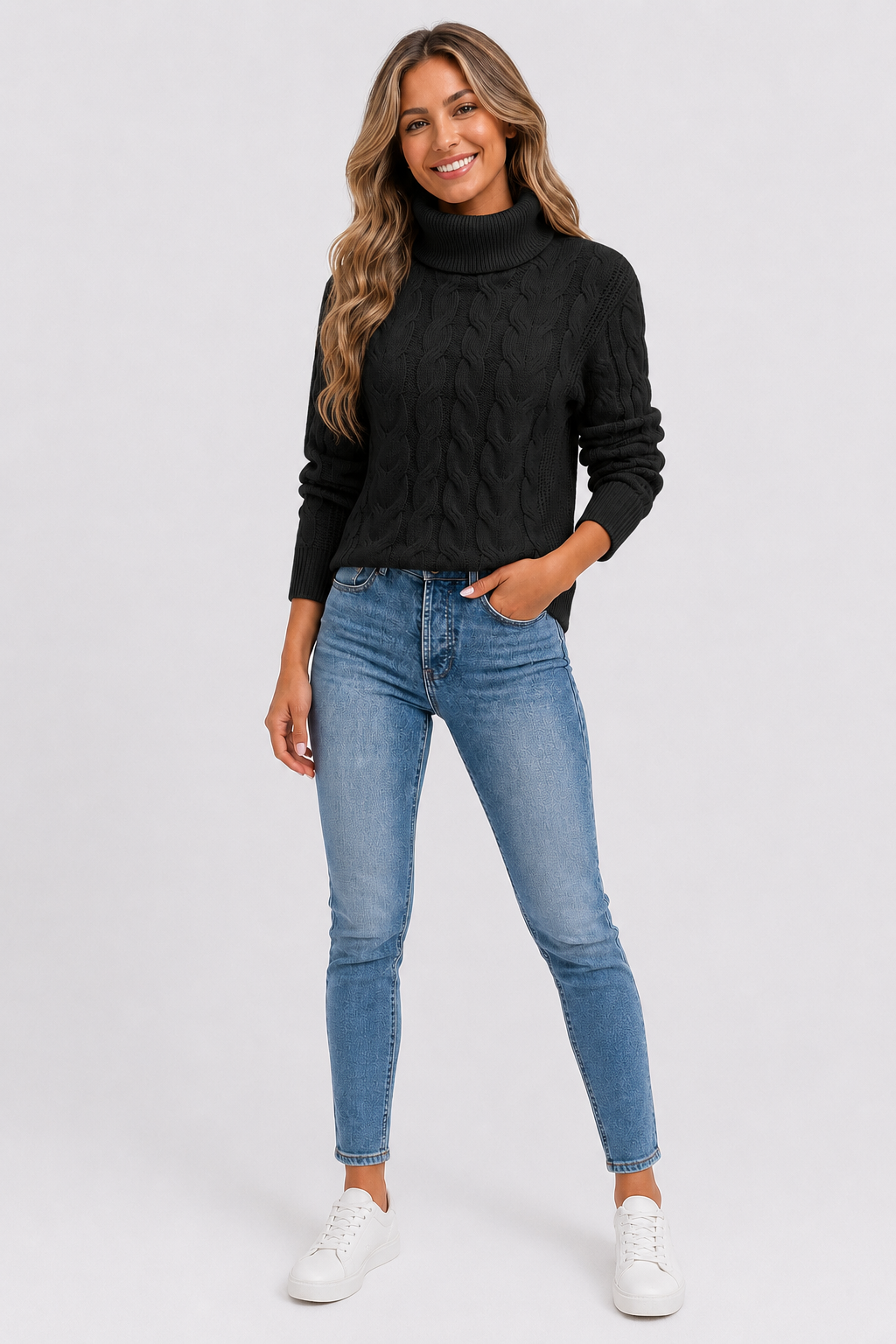 Eluneth | Pull Torsadé à Col Roulé pour Femme