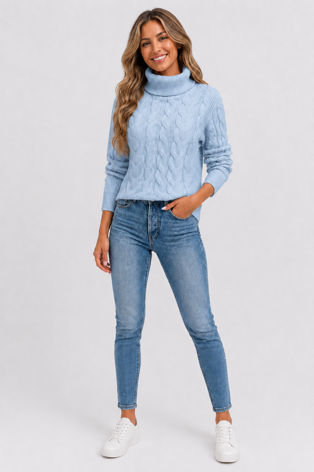 Eluneth | Pull Torsadé à Col Roulé pour Femme