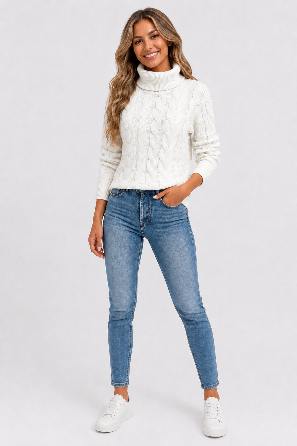 Eluneth | Pull Torsadé à Col Roulé pour Femme