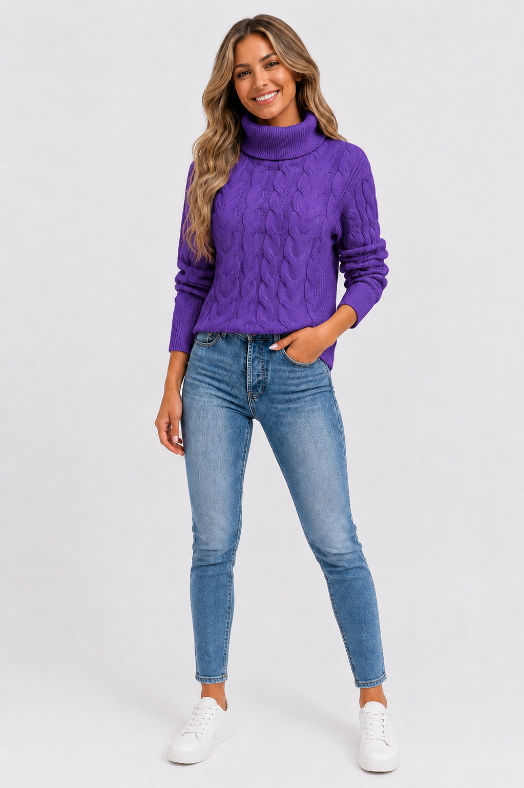 Eluneth | Pull Torsadé à Col Roulé pour Femme