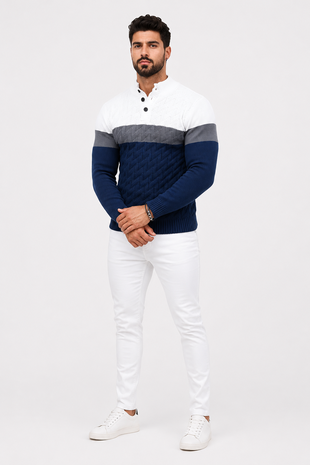 Eluneth | Pull en Maille Homme à Col Montant