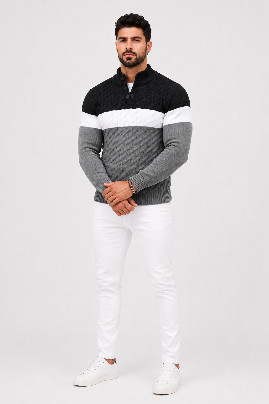 Eluneth | Pull en Maille Homme à Col Montant