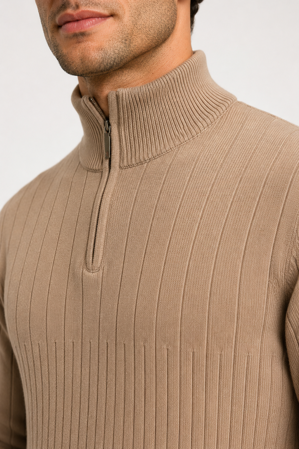 Eluneth | Pull zippé à col montant pour Homme