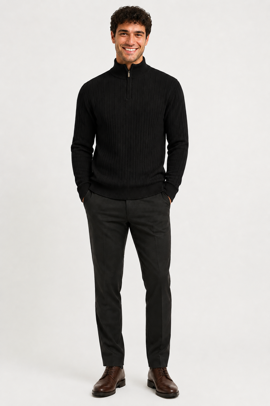 Eluneth | Pull zippé à col montant pour Homme