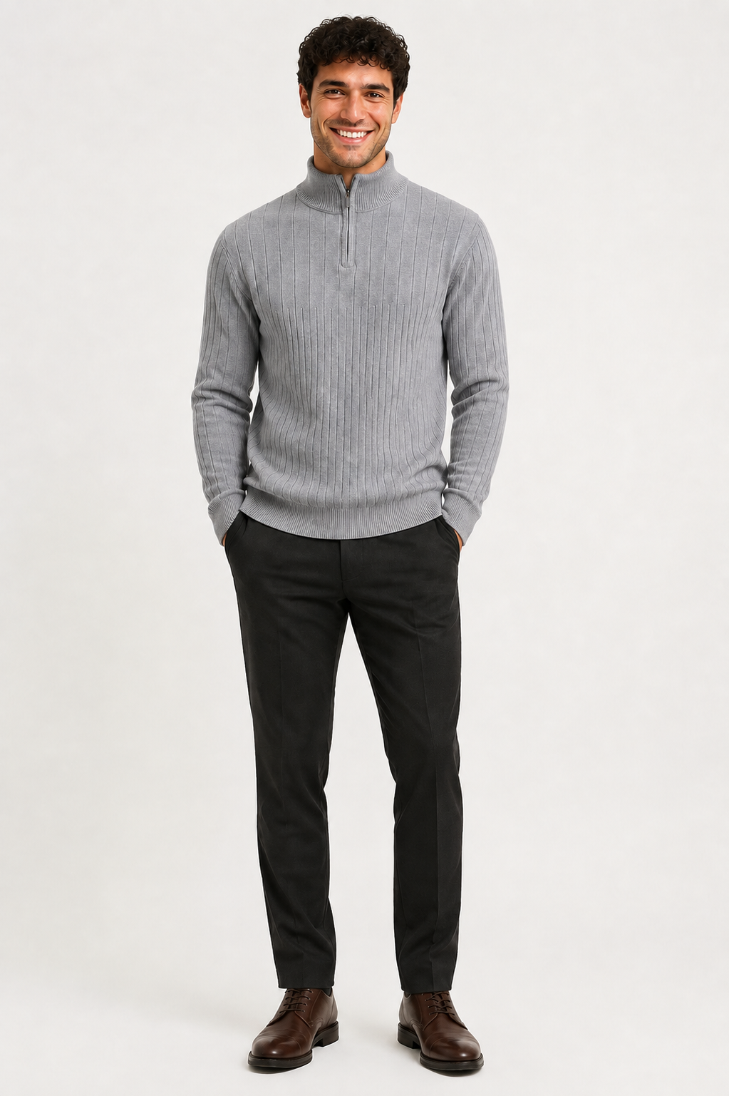 Eluneth | Pull zippé à col montant pour Homme
