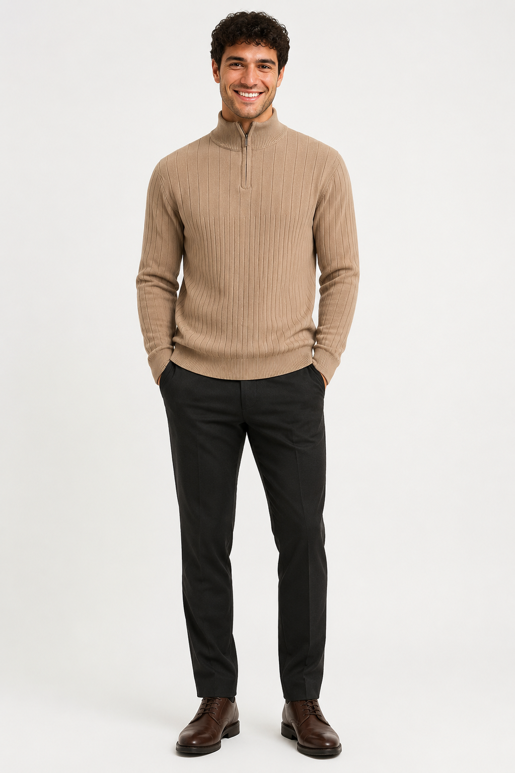 Eluneth | Pull zippé à col montant pour Homme