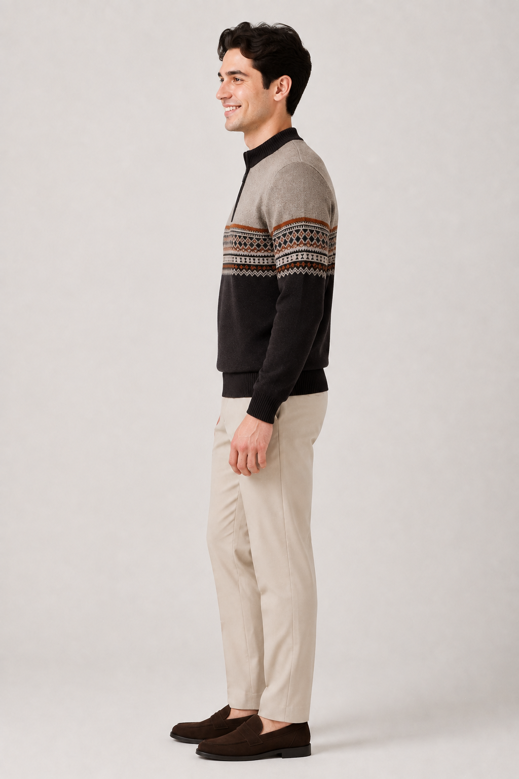 Eluneth | Pull zippé à manches longues pour homme