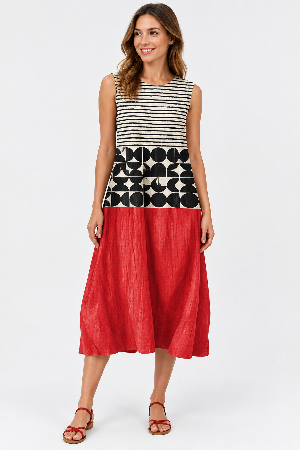 Eluneth | Robe Femme en Lin Fluide Imprimée