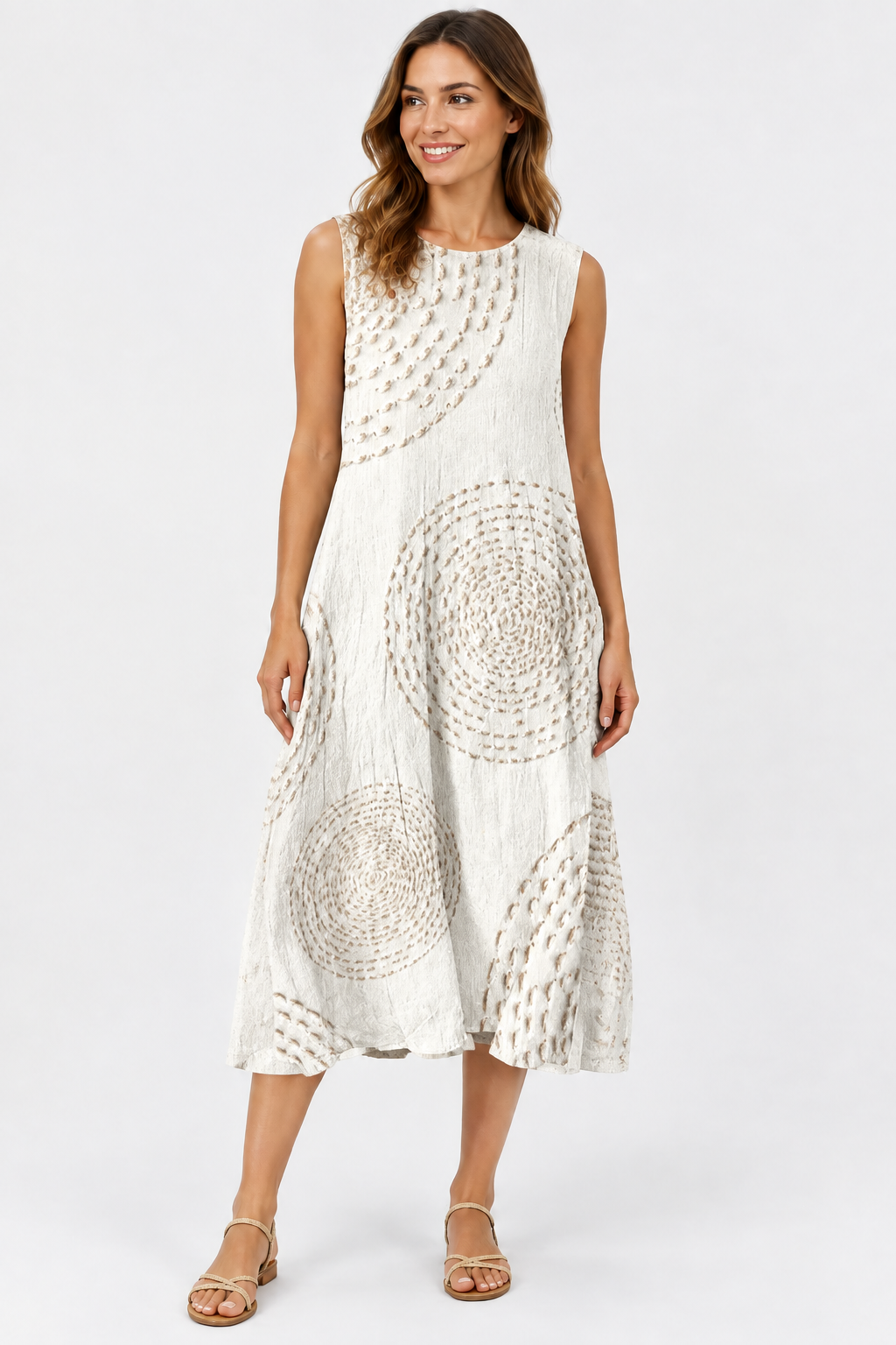 Eluneth | Robe Femme en Lin Fluide Imprimée