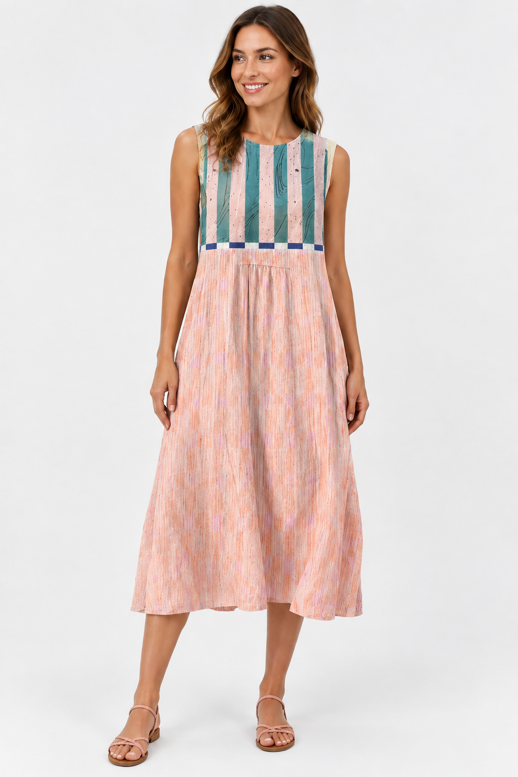 Eluneth | Robe Femme en Lin Fluide Imprimée