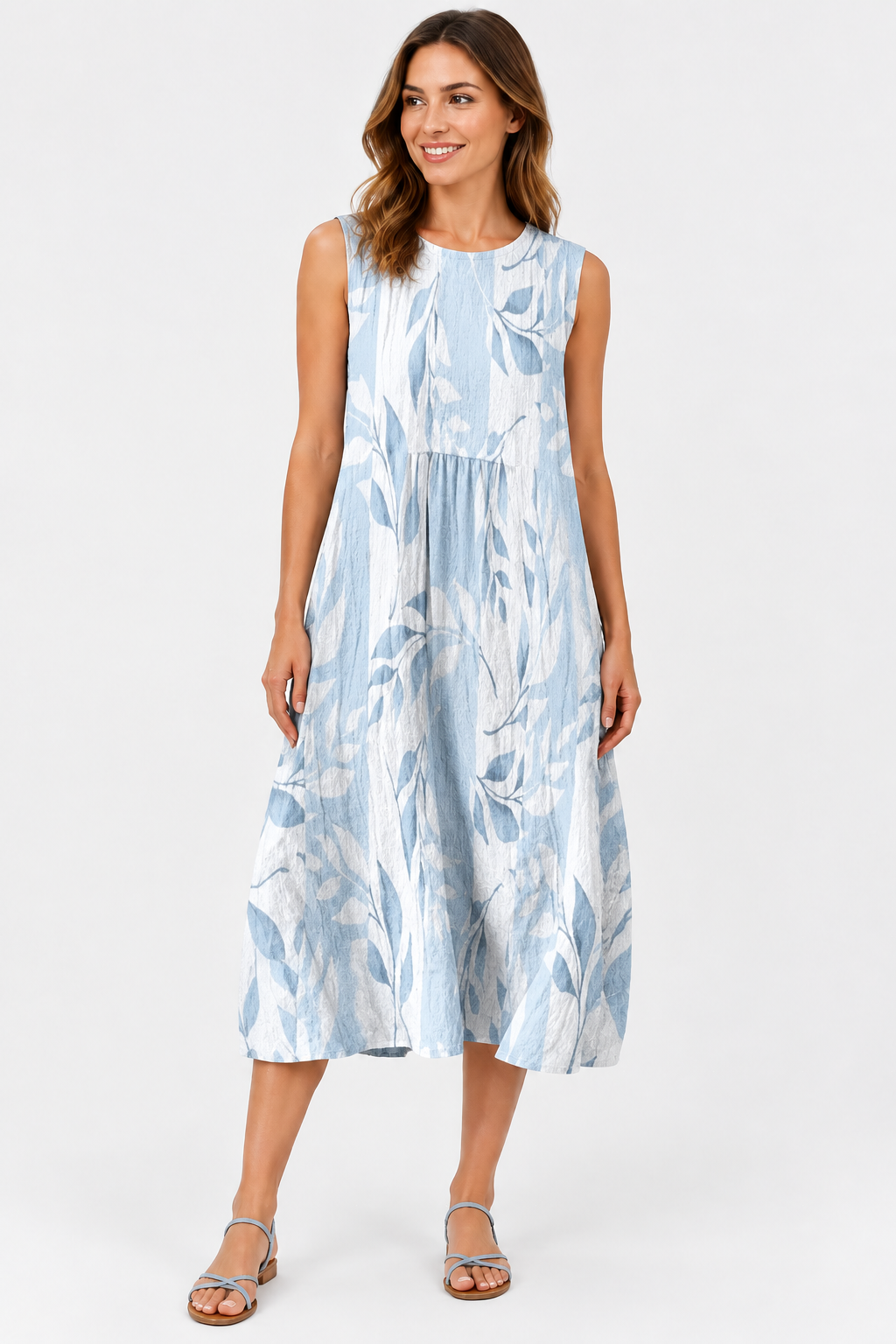 Eluneth | Robe Femme en Lin Fluide Imprimée