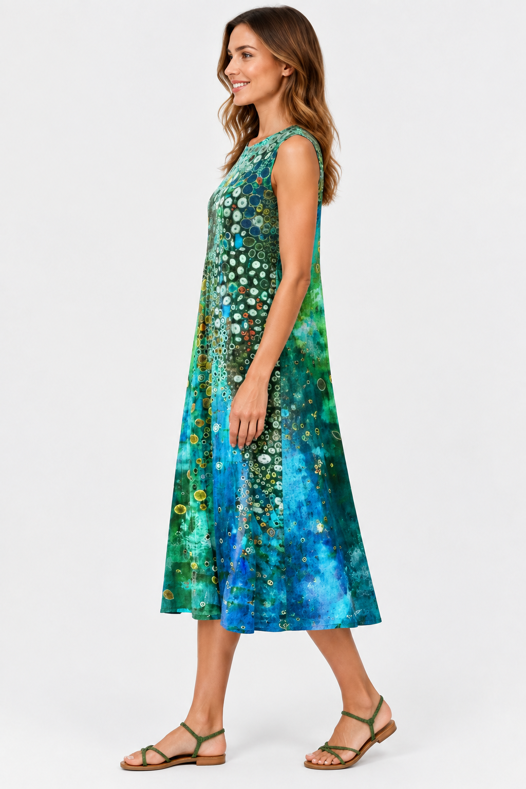 Eluneth | Robe Femme en Lin Fluide Imprimée
