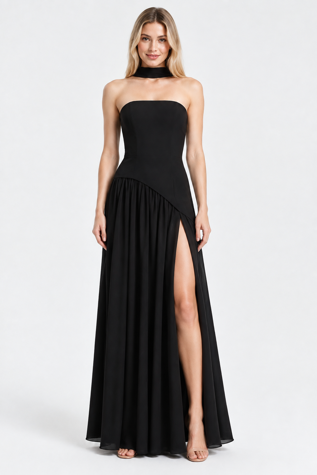 Eluneth | Robe Longue Femme Satinée Drapée