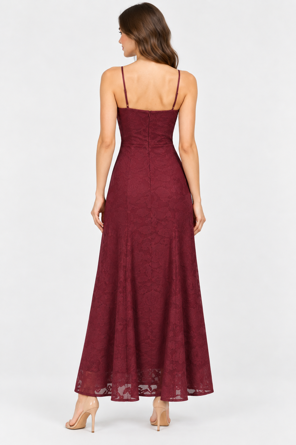 Eluneth | Robe Longue Femme en Dentelle Florale avec Col Carré